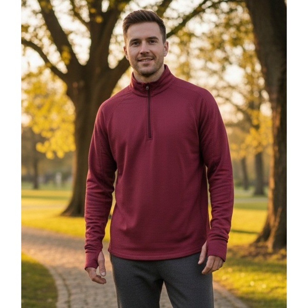 Duluth Trading Co Quarter Zip Textured Shirt‎ Men's 2XL Red Long Sleeve Pullover